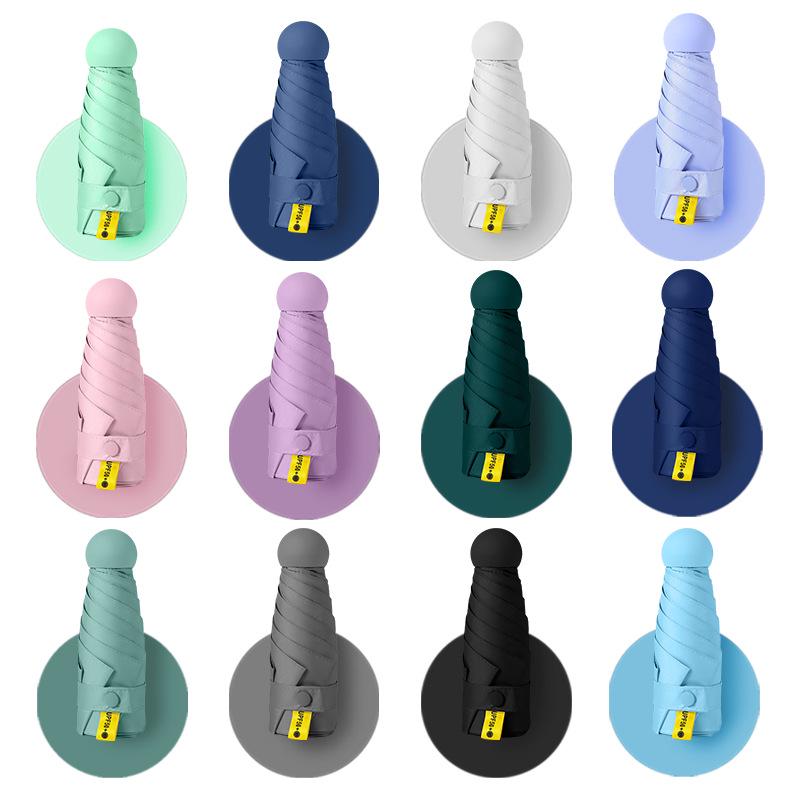 50% Off Mini Portable Capsule Umbrella - Ladies' Gift, Custom Print, Black Glue Sunshade Parasol