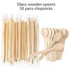 Party Disposable Tableware Wooden Fork Spoon Chopsticks Plastic Straw Fruit Sticks Festival Gathering Supplies for Guest TMZ