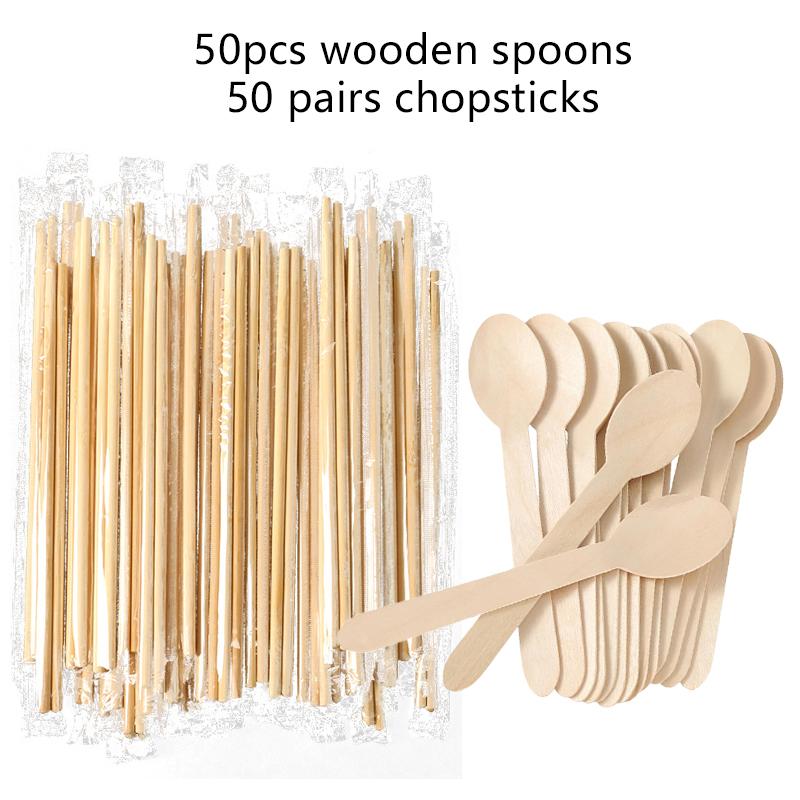 Party Disposable Tableware Wooden Fork Spoon Chopsticks Plastic Straw Fruit Sticks Festival Gathering Supplies for Guest TMZ
