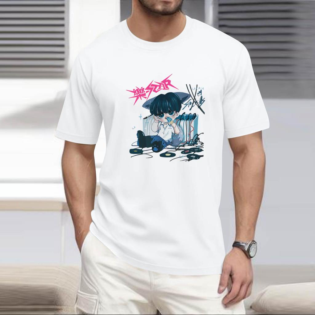 Men's Popular T-shirt Printed Round Neck Short Sleeve T-shirt