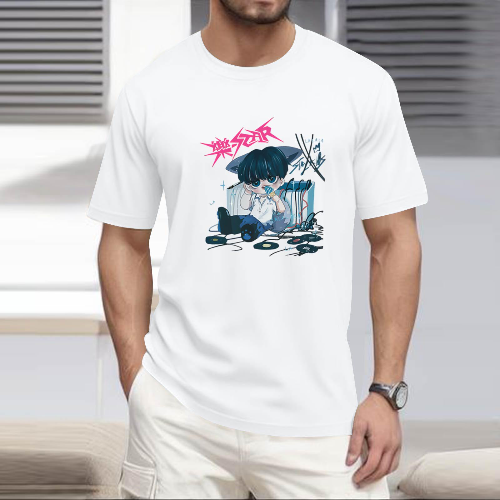 

Men s Popular T-shirt Printed Round Neck Short Sleeve T-shirt XL білий