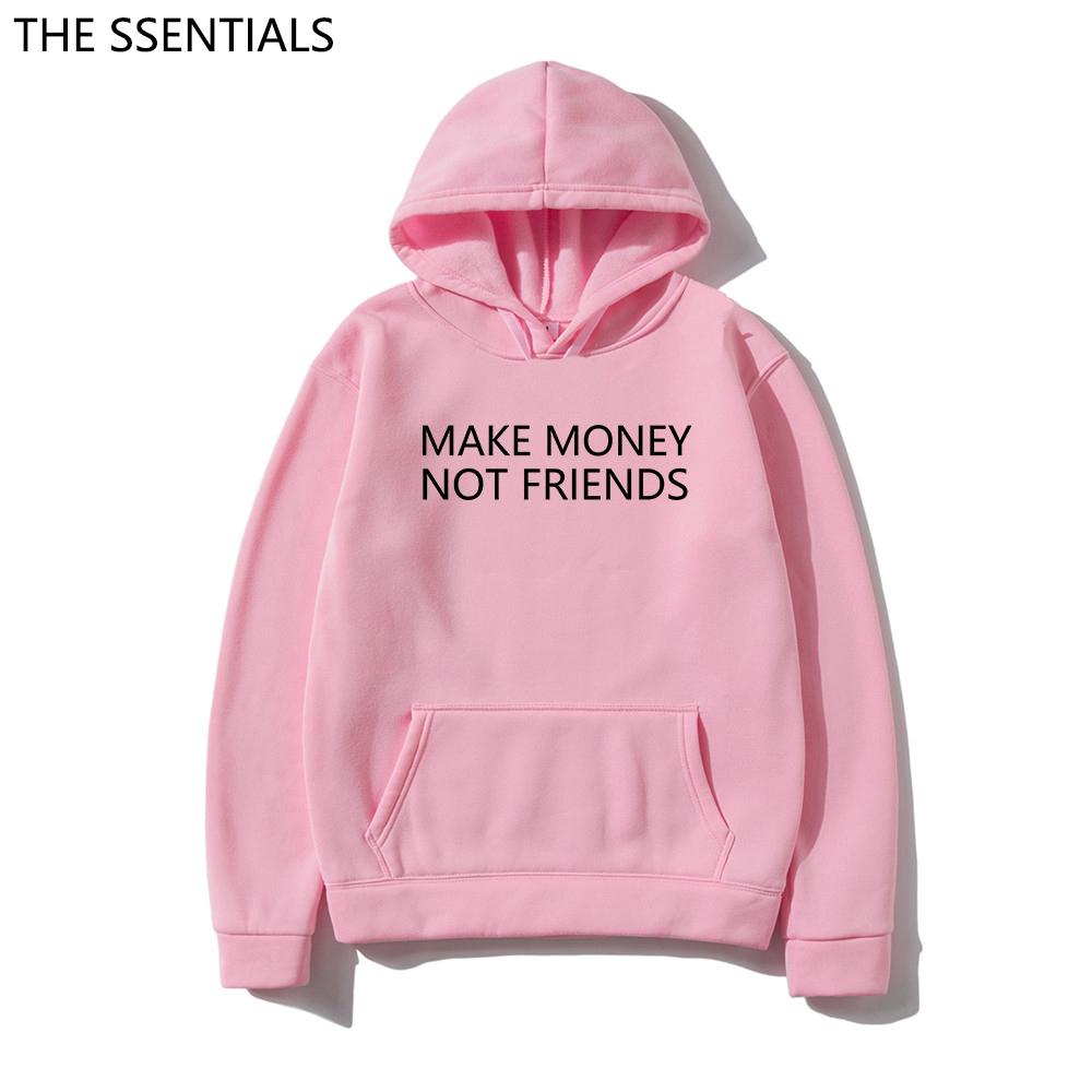 MAKE MONEY NOT FRIENDS Hoodie Fashion Unisex Letter Print Hooded Pullover Sudadera Unisex Streetwear Sweatshirts Hoody Tops Clothes