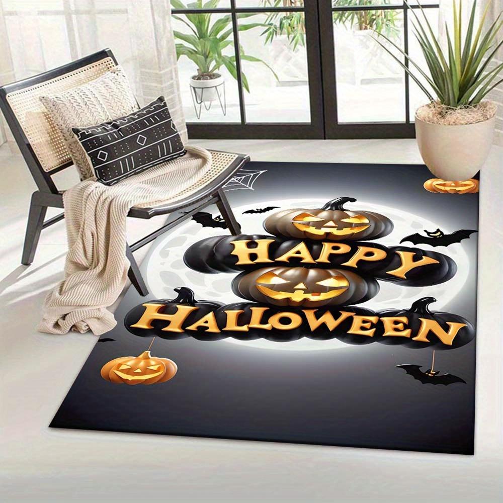 1 Stück Happy Halloween Teppich, Rutschfest, Leicht zu reinigen, Fleckenresistent, Perfekt für gemütliche Wohnzimmer, Schlafzimmer, Küchen, Büros und H