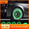 Bilklistermärke Tesla 4 st Däckventilhattar Nav Ljusande Ventil För Tesla modell 3 modell X Y-stil Roadster Tillbehör Dekorativ Goo