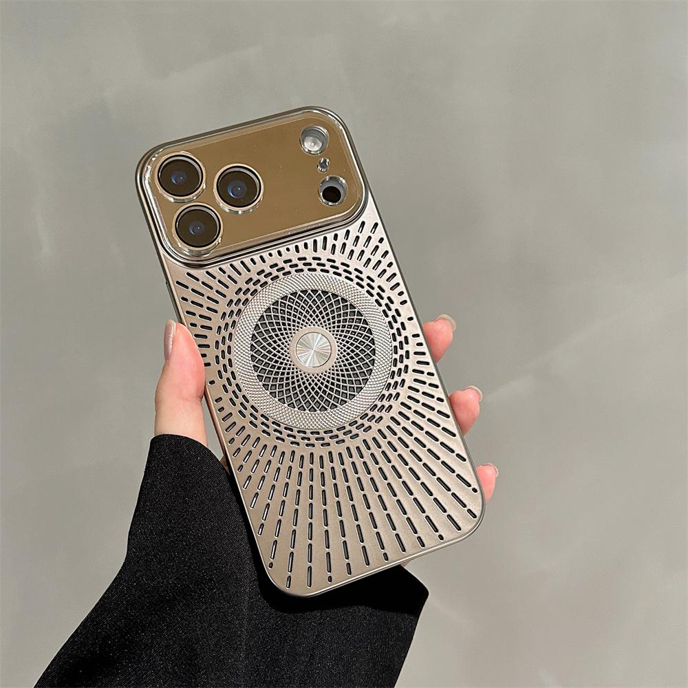 Large Window Litchi Texture For Magsafe Magnetic Case For iPhone 17 16 15 14 13 12 11 Pro Max Plus Air Rotating Bracket Cover