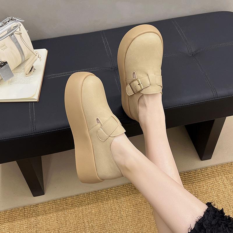 Thick-soled Suede All-inclusive Birkenstocks Women's Spring 2025 New One-pedal Loafers Retro Casual Single Shoes Women