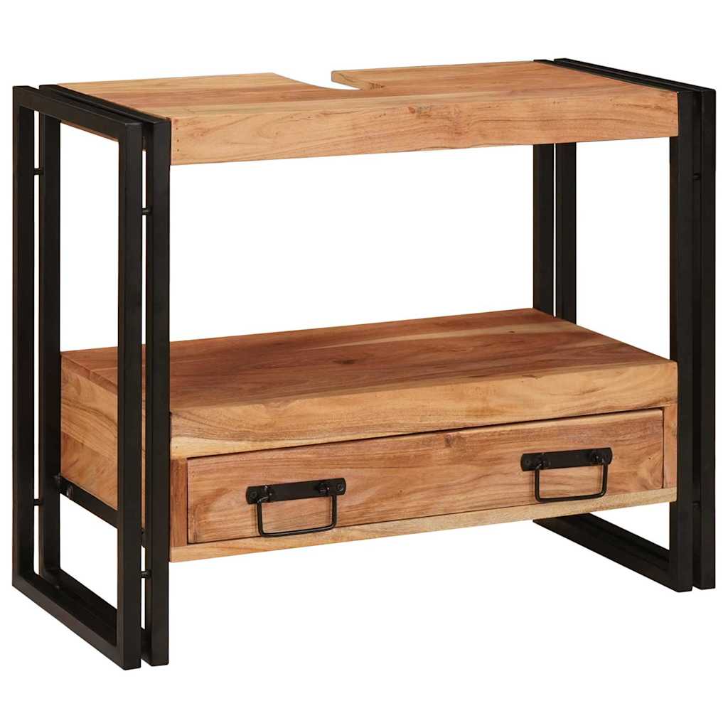 Bathroom Vanity Cabinet Brown 71 x 33 x 58 cm Solid Acacia Wood