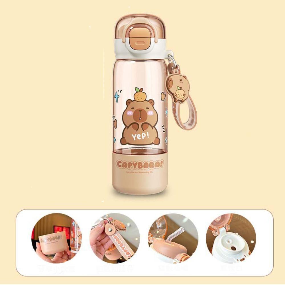 Cartoon Capybara Water Bottle Plastic Outdoor Beverage Cup Cute Straw Cup