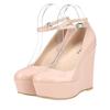 Women Shoes Sexy 14cm High Heels Platform Wedge Pumps Slipsole Wedges Buckle Strap Round Toe Stilettos Wedding Shoes Shoe