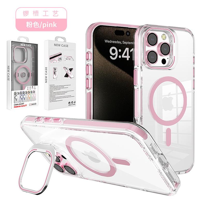 Applicable To Iphone16 Transparent Magnetic Mobile Phone Case, Apple 15pro Mobile Phone Case Lens Holder Case with Lens Film