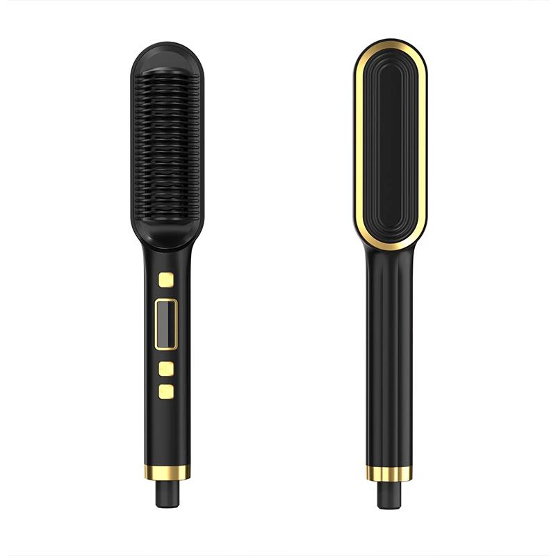 2-In-1 Electric Smart Heat Hair Straightener Comb Electric Negative Ions Hot Hair Brush Curly Hairbrush