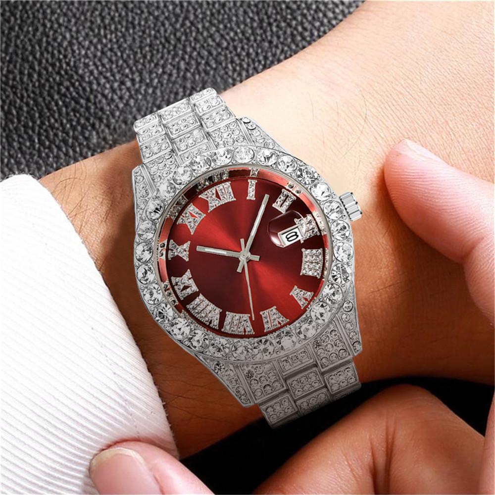 Roman Numeral Full Diamond Ladies Quartz Fashion Watch