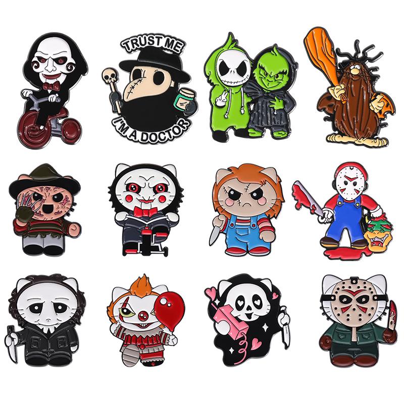 4-19pcs/set Cartoon Anime Characters Enamel Pins Custom Cute Little Monk Brooches Lapel Badges Funny Jewelry Gift for Friends