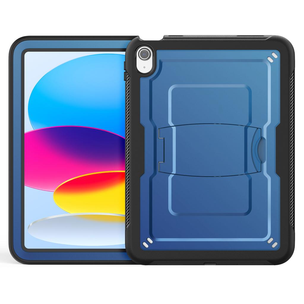 For iPad (2025)/10.9 (2022) Case Hidden Zinc Alloy Kickstand PC + TPE Tablet Cover with Shoulder Strap