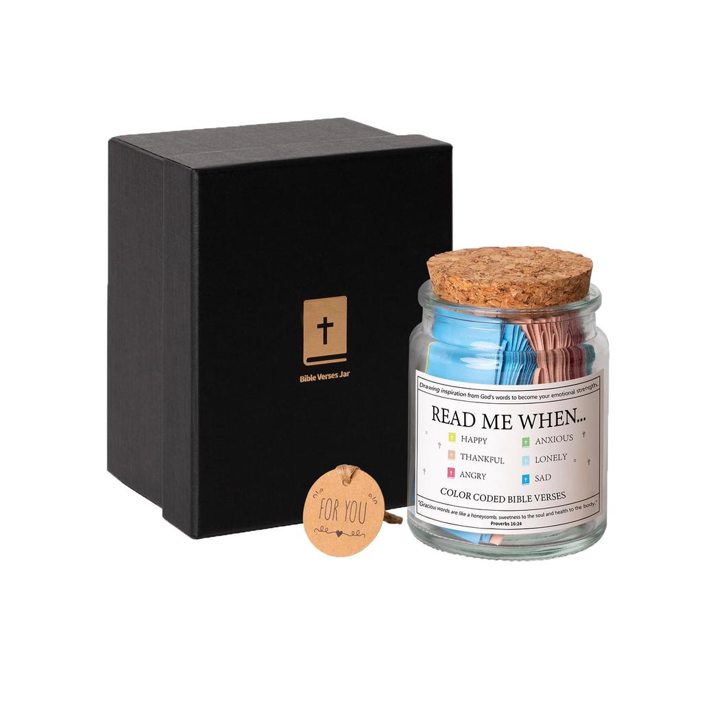 Sklenice s biblickými verši, Čtěte mě, když miska s biblickými verši, Dary s biblickými verši, Sklenice s požehnáním, Barevně kódované biblické verše ve sklenici