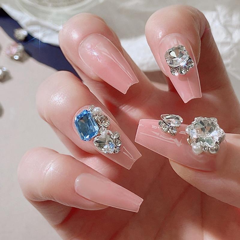 10Pack Rhinestones 3D Nail Art Crystal Rhinestones Nail Tips Decorations Crystal 3D Nails Charm Manicure for Women