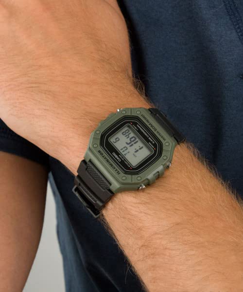 Casio Classic Quartz Stainless Steel and Resin Black Men's Watch, (Model W-218H-3AVCF).