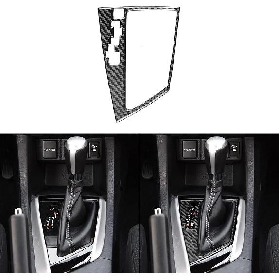 Echte Premium-Kohlefaser-Auto-Mittelkonsolen-Schaltknauf-Panel-Rahmenverkleidung Weicher Aufkleber Kompatibel mit Toyota Corolla/Levin 2014 2015 2016 2017 2018