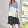 Women's Casual Fashion Round Neck Three Quarter Sleeve Print Midi Dress
