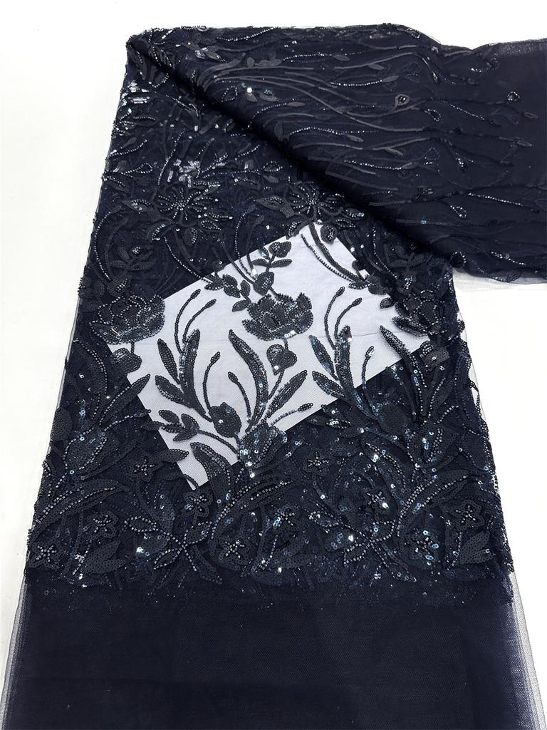 Red African Lace Fabric 2025 Sequins Beaded Embroidery Groom Nigerian Bridal High Quality French Tulle Lace Fabric For Sewing