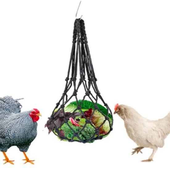 

Feeding Net Hanging Design Bite Resistant Metal Hook Chicken Slow Feed Net for Backyard
