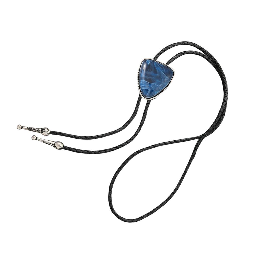 Vintage Dreieckiger Stein Bolo Tie Cowboy Kostüm Accessoire für Männer und Frauen Western PU Leder Kordel Krawatte Halskette
