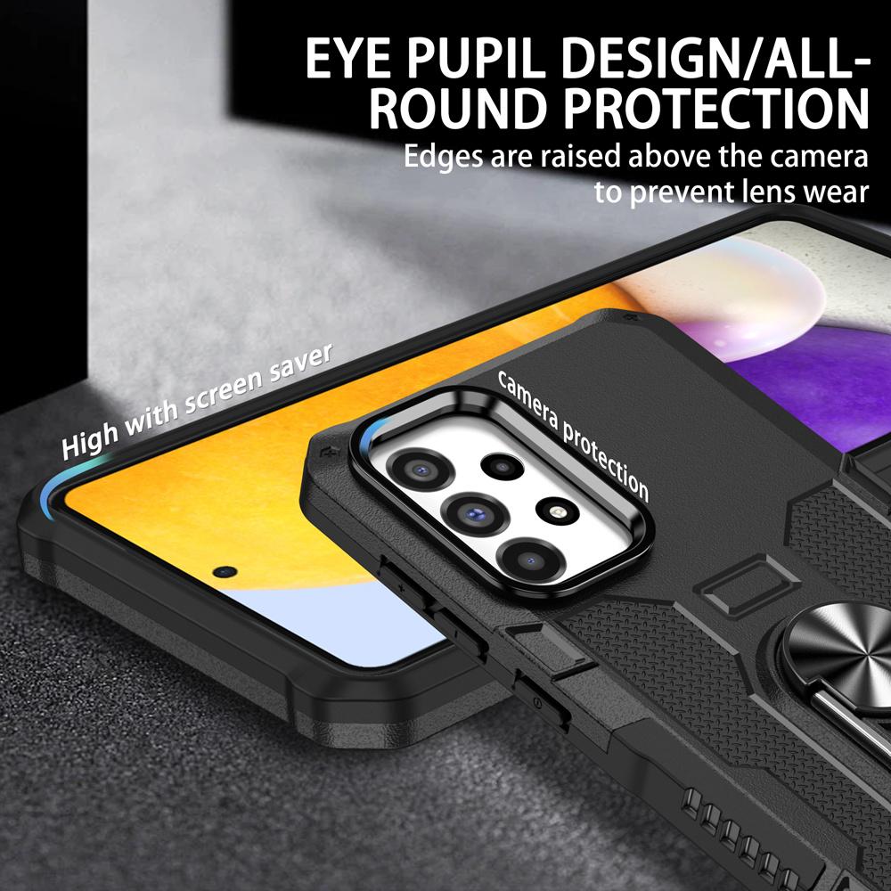 Stoßfeste Rüstungshülle für Samsung A73 A53 A33 5G A23 A13 Ringständer Telefon-Rückseite für Galaxy A04S A52S 5G A72 A32 4G