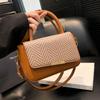 2025 new trendy casual popular texture splicing fashionable simple solid color foreign style shoulder crossbody small square women's bag