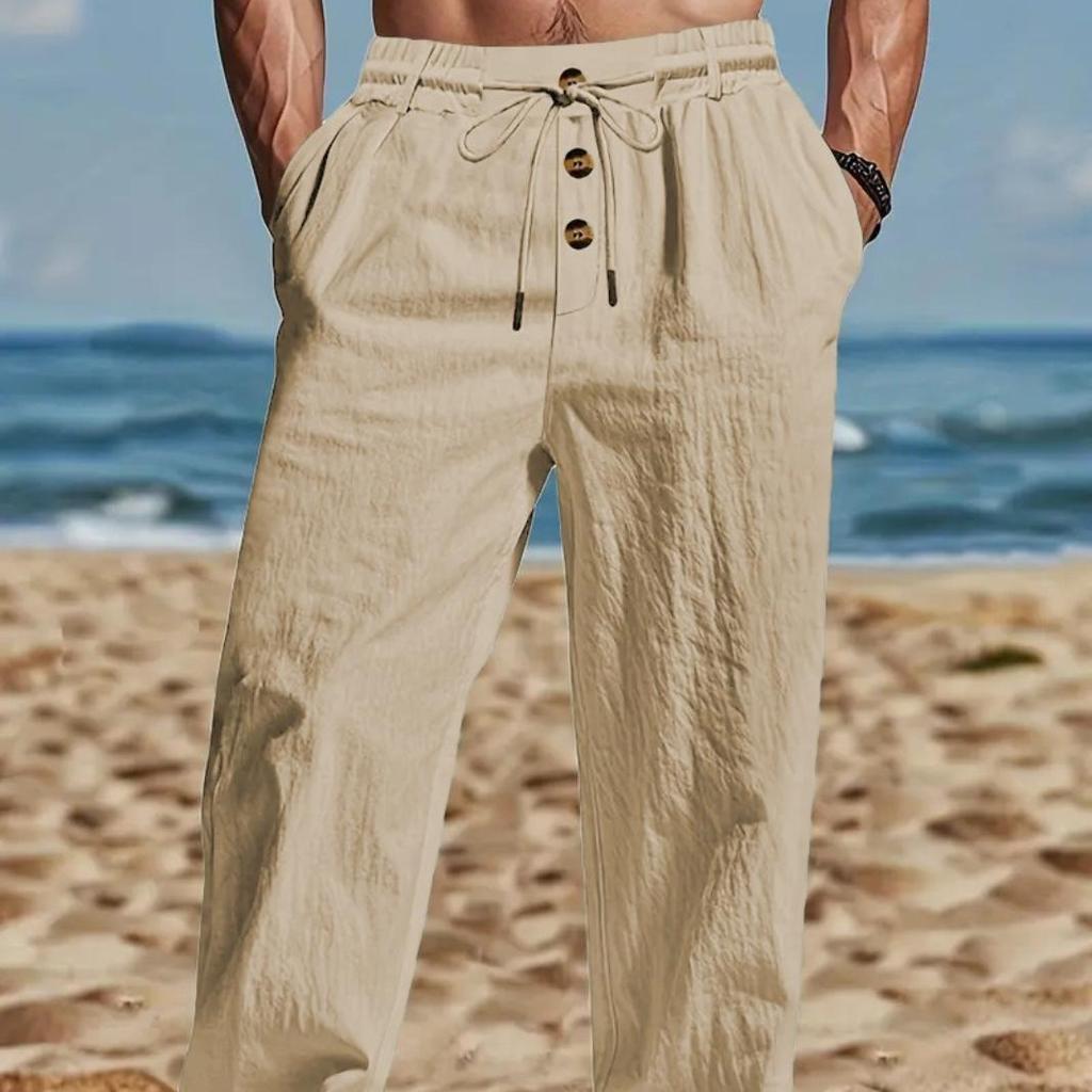 Men's Casual Pants Male Summer Breathable Trousers Solid Color High Quality Sweatpants Hawaiian Beach Sports Jogging Pants