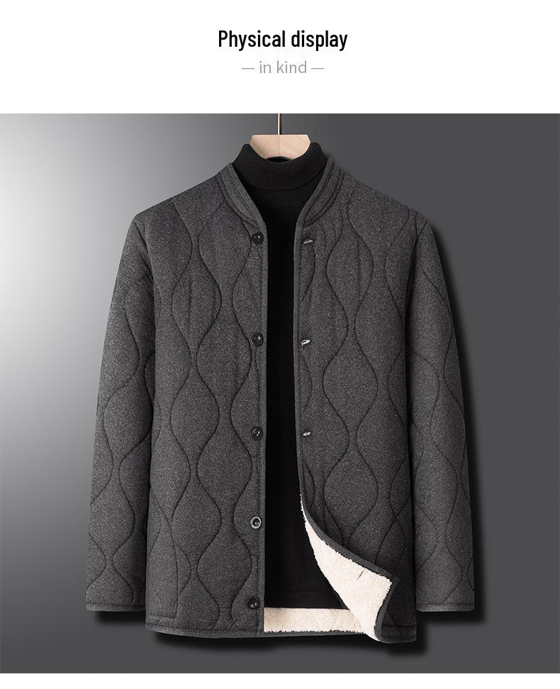 Woodpecker Men's Winter Alpaca Wool Cotton Warm Jacket for Mid-aged & Elderly