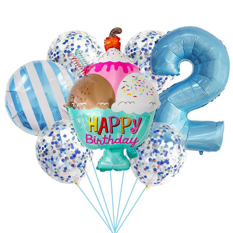 Birthday Ice Cream Candy Balloon Set Birthday Party Aluminum Film Balloon Arrangement Children'S First Year Photo