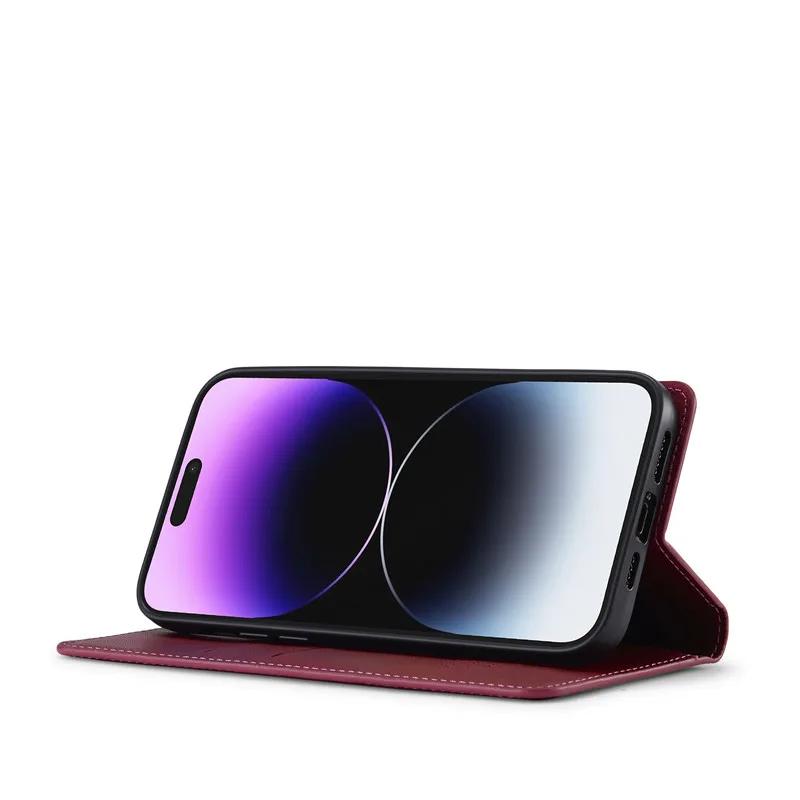 Strong Magnetic Cards Solt Wallet Leather Book Case For iPhone 16 Pro Max 16E 15 14 13 12 11 Flip Slim Bag Business Pocket Cover