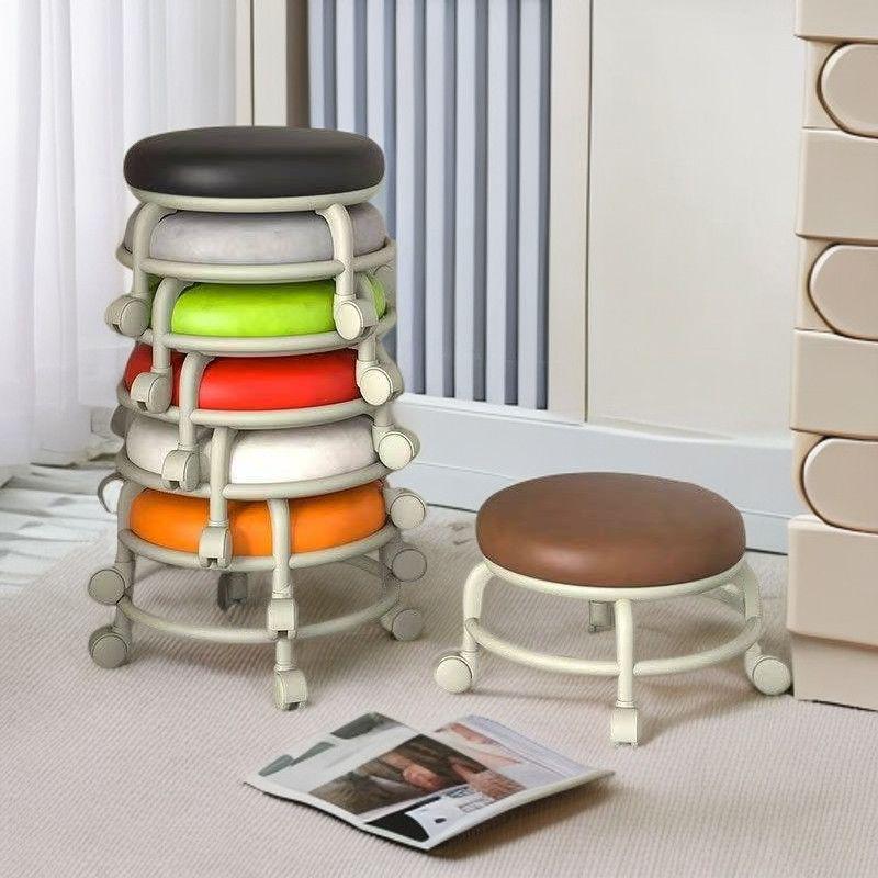 Plastic Swivel Caster Mobile Low Stool for Living Room or Nursery