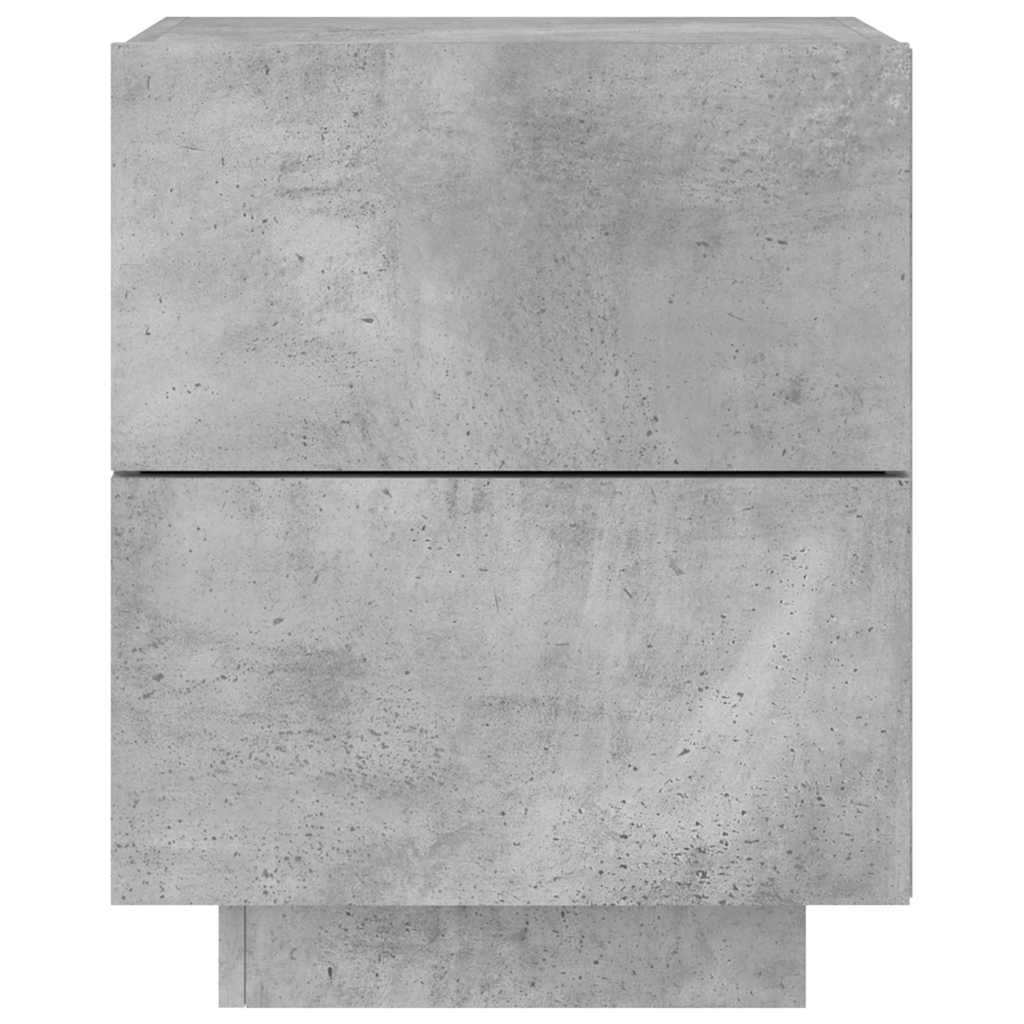 Nightstand With LED, Concrete Gray, Wood-Based Material