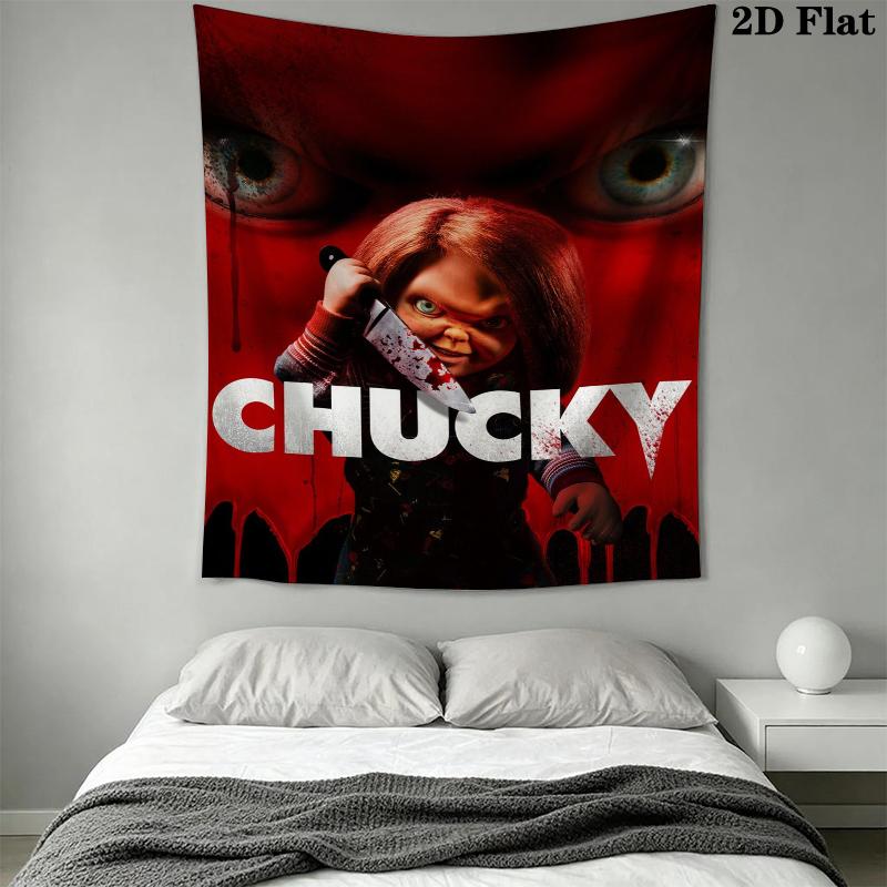 Arazzo da Parete Chucky Appeso Estetico alla Parete Coperta in Tessuto Stampato Arazzi Decorativi per Camera da Letto Soggiorno Decorazioni per la Casa