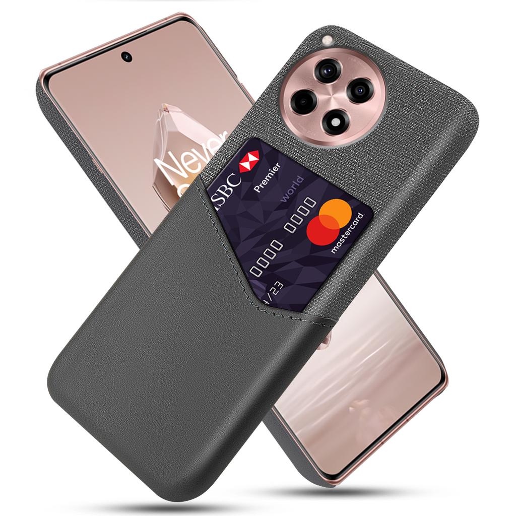For OnePlus Ace 3 5G/12R 5G Case Cloth Texture PU Leather+PC Card Holder Phone Cover