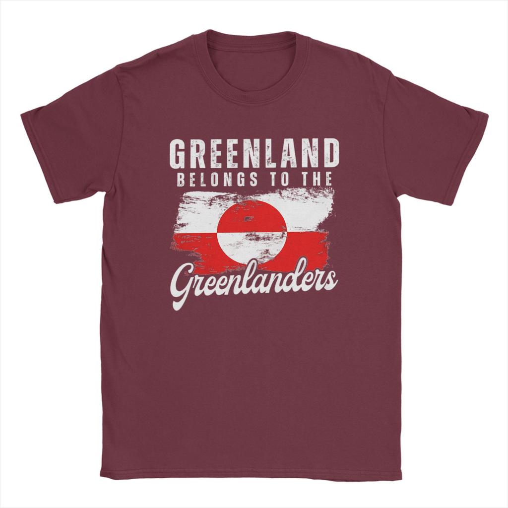Mens Greenland Flag  T Shirt  Pure Cotton Clothes Funny Short Sleeve Crewneck Tees Original TShirt