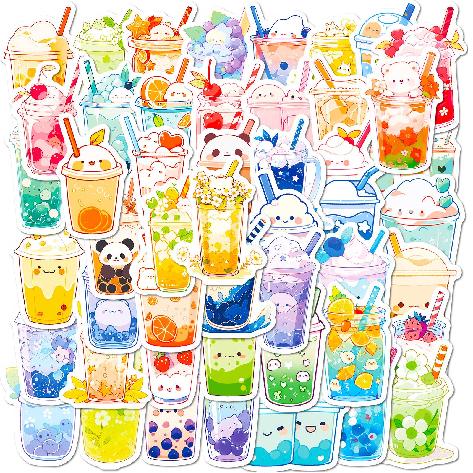 

50PCS Cute Pearl Milk Tea Cartoon Graffiti Stickers DIY Phone Guitar Laptop Notebook Suitcase Cup Waterproof Sticker Kids Toy