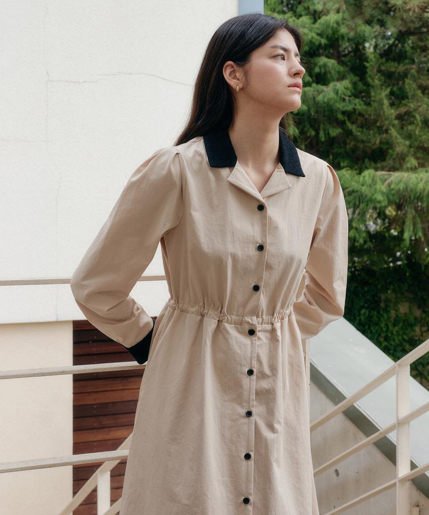 YUPPE Tweed Collar Onepiece_Beige