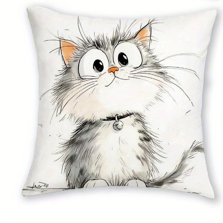 1/4pcs Cute Watercolor Cat Throw Pillow Covers Cartoon Kitten Cushion Cases for Home Sofa Bedroom Decor Cushion Cover