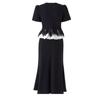 High-Quality Socialite Style Rhinestone-Inlaid Faux Two-Piece Slim-Fit Dress for Spring/Summer