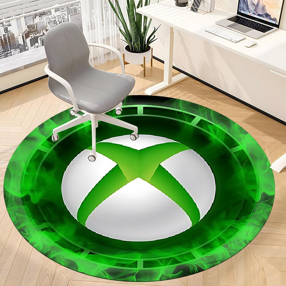 1pc Xbox Gaming Office Round Area Rug, Indoor Mat Suitable For Office, Under Office Chairs Bedroom Living Room Home Decor, Room Deco