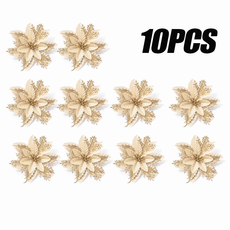 20PCS Four Color Flowers Christmas Flower Christmas Tree Decorations Christmas Wreath Decoration Christmas Decorations
