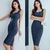 ISLAYCAOLILA E18 Scarlet Cabaret Mini Club Party Tight Midi Bodycon Dress Women's (XL, Navy) Dress, Dress, Dress, Dress, Dress, Striped, Sleeveless,
