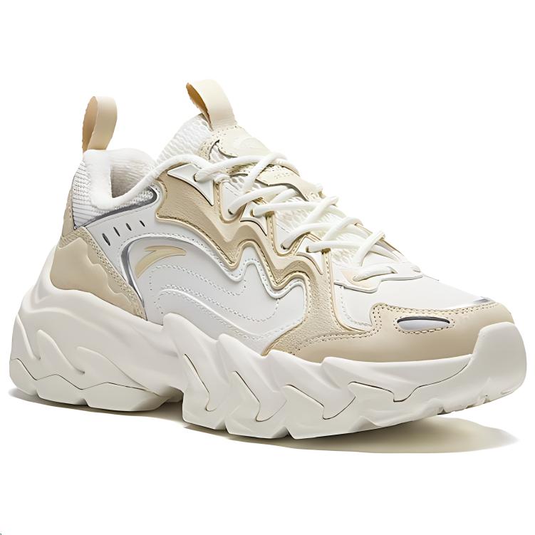 Anta Panshi Comfortable Fashion Non-Slip Wear-Resistant Low-Top Casual Shoes Women Sneakers White Yellow 122448865-8