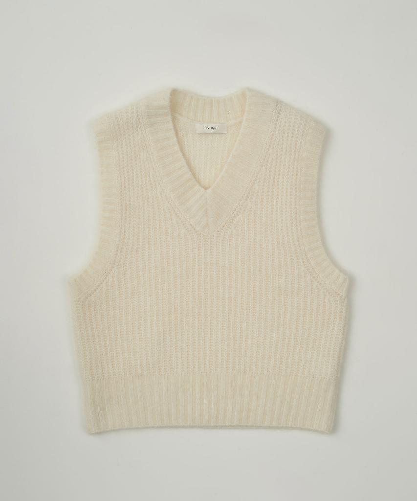 THERYE V Neck Knit Vest(Ivory)