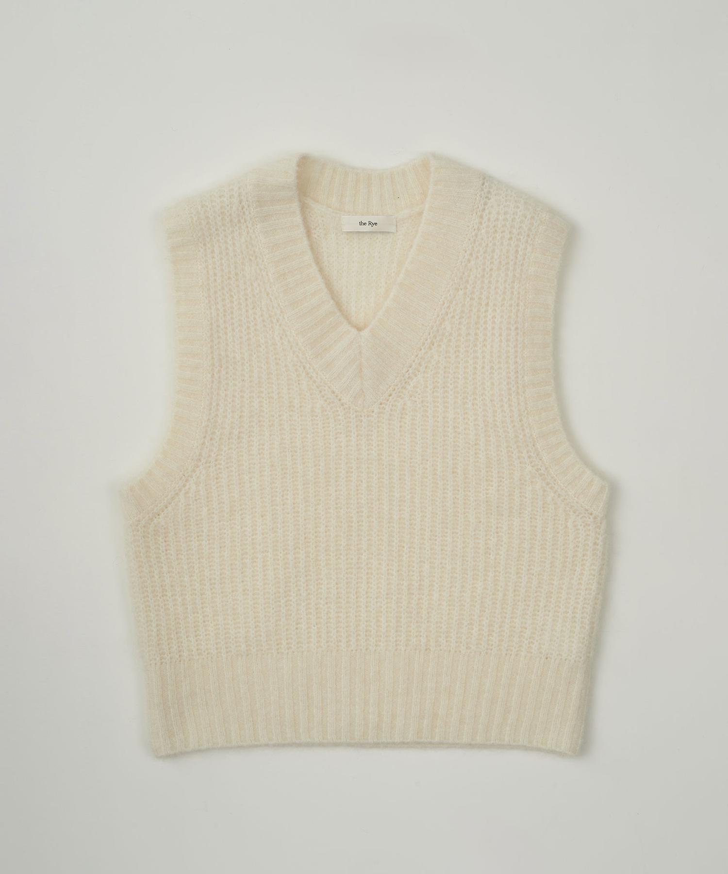 The Rye V Neck Knit Vest (Ivory) Ivory/Free