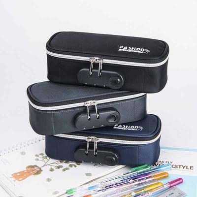 Astuccio con password, portapenne, scatola per cancelleria di grande capacità, con serratura codificata, borsa per ufficio, scuola