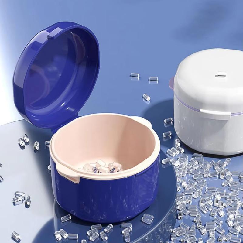 1Pc Double Layer Denture Retainer Case Teeth Denture Cleaning Portable Case Hollow Braces Orthodontic Retainer Storage Box