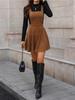 Strap Dress Women Casual Solid Color Corduroy Short  Dresses Elegant Sleeveless  Dress